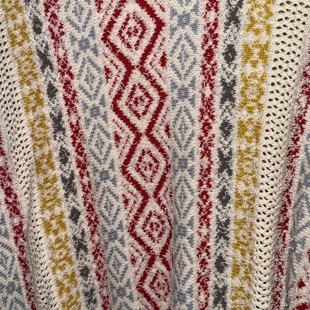 CAbi Red and Gray Knit Cardigan with Fringe - Picture 5 of 6
